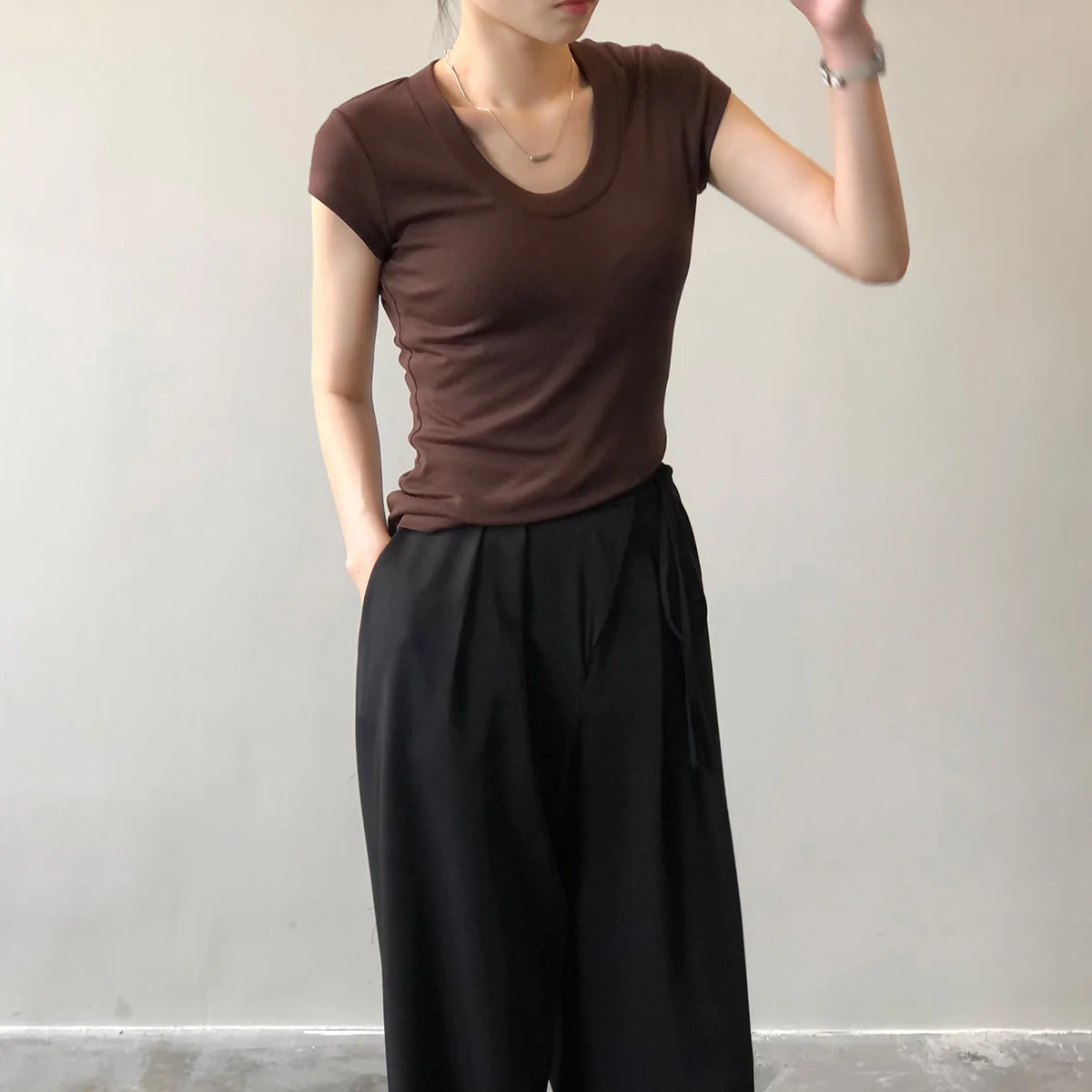Title 11, Kadın Kısa Kollu Slim Fit Vintage Tişört Klasik...