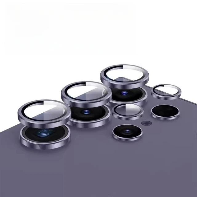Premium Tempered Glass Camera Lens Protector with Metal Ring - Full Coverage