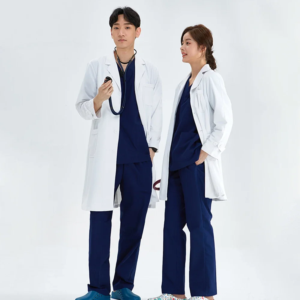 

Silky Lab Coat Anti-static Princess Cut Consultation Midriff Coat Tab-Waist Women Men Uniforms Work Wear Pharmacy Robe M-501/701