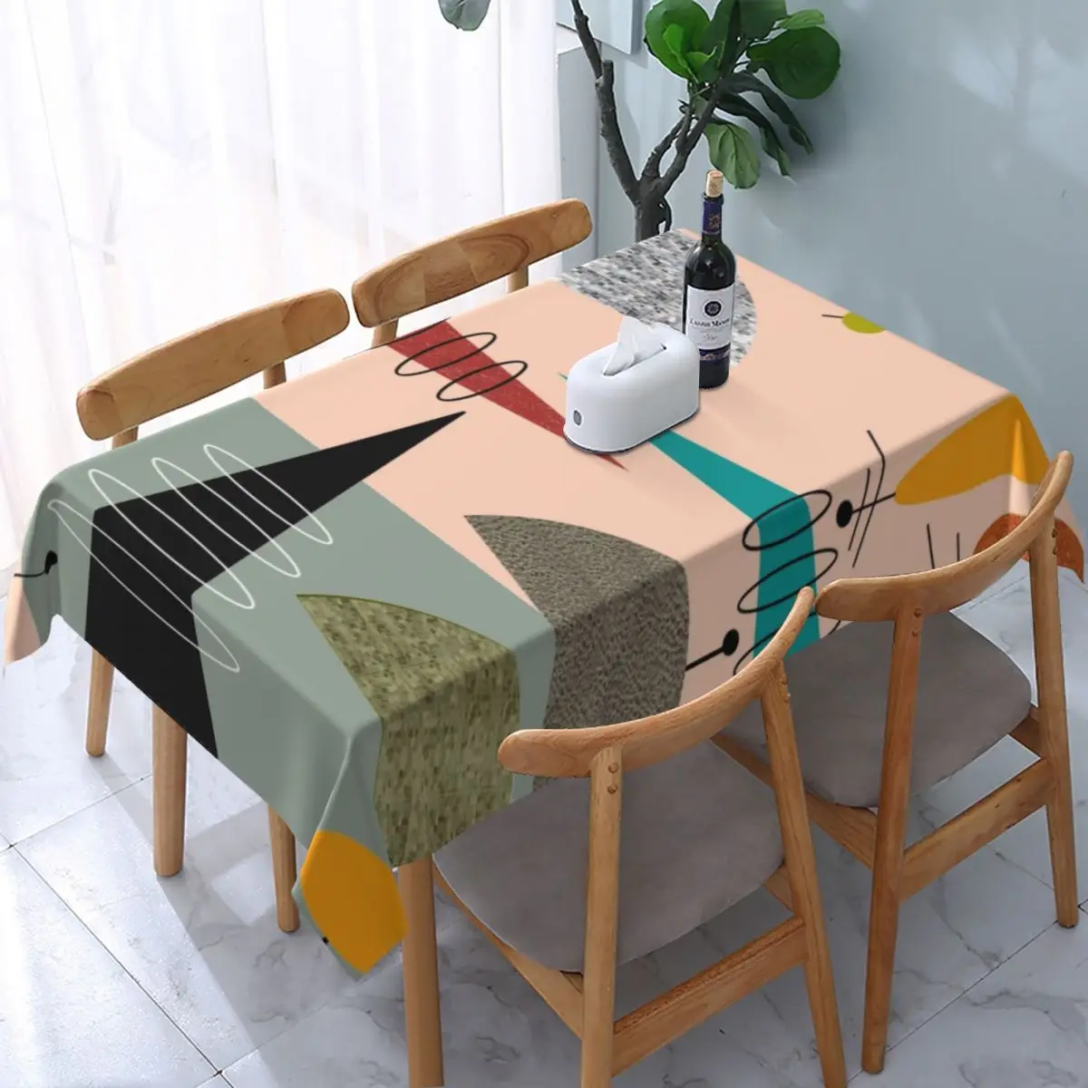 

Rectangular Tablecloth Tablecloth Fit 45"-50" Elastic Edge Table Cloth Geometric Table Covers