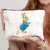 Cute Beatrix Potter Cartoon Peter Rabbit Anime Duck Carrots Kawaii Animal Canvas Cosmetic Makeup Toilet Bag Pencil Case Pouch 3