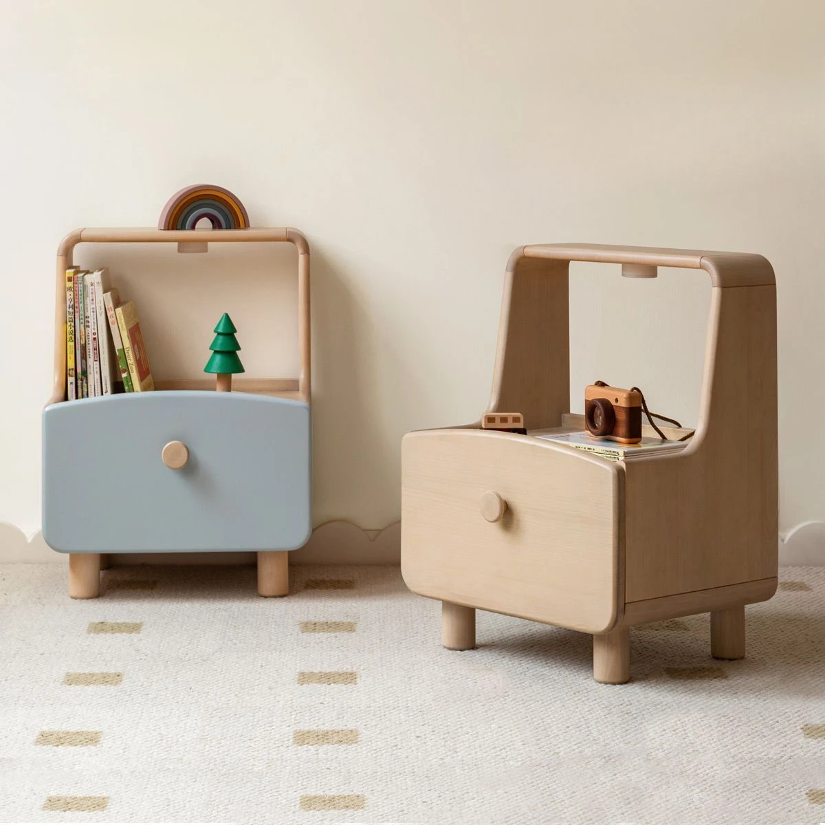 

Solid wood minimalist modern log cabinet, bedroom bedside storage cabinet