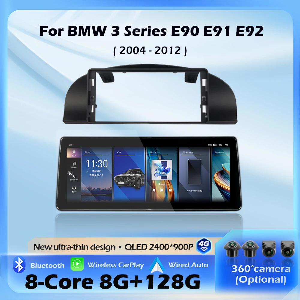 Navigatore GPS per BMW Serie 3 E90 E91 E92 2004-2012 Sistema CCC CIC Android 16 CarPlay Wireless Radio Auto Multimediale 4G WIFI BT