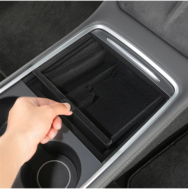 For Tesla Model Y Model 3 2021 2022 2023 Flocking/ABS Center Console  Organizer Tray Armrest Storage Box Interior Accessories - AliExpress