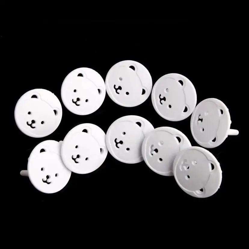 10 Pcs Thick Round Head-shaped Baby Children's Socket Bear 2-phase Foot 2-hole Anti-electric Shock Safety Power Protection Cover