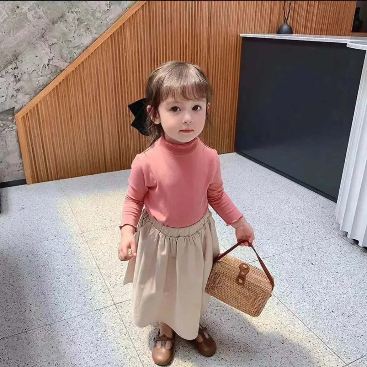 Pink girls' base layer top