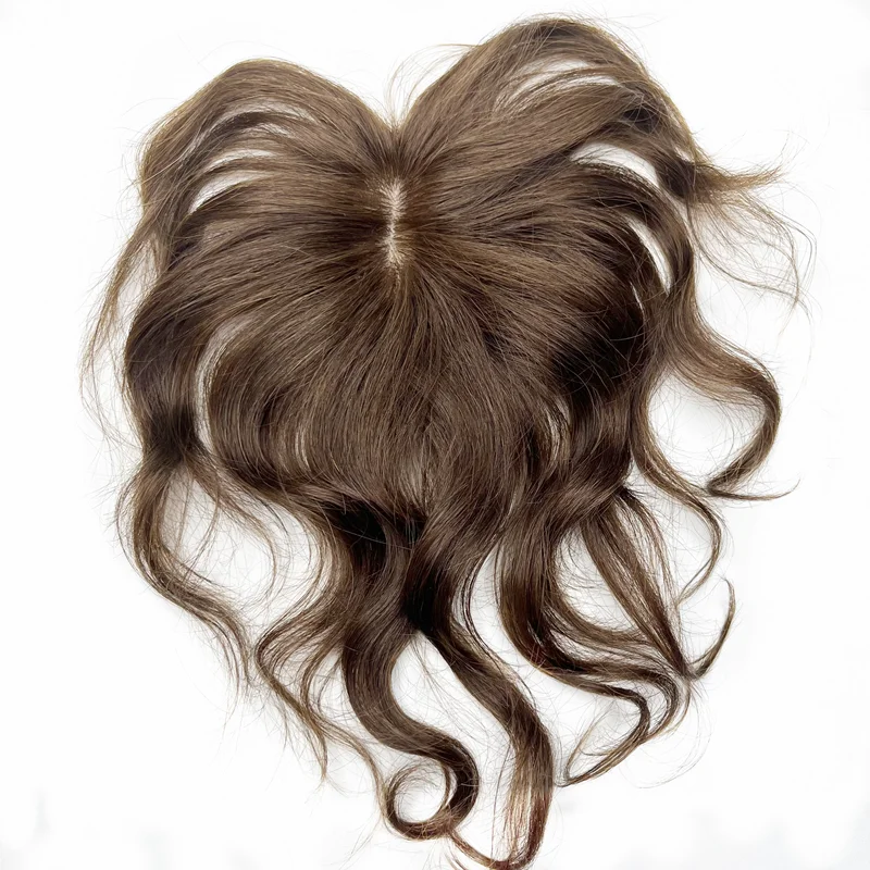 Human Hair Toppers Body Wavy Brazilian Human Hair Toppers 25cm Clip In Hairpieces Extensions Increase Hair Volume for Women Mild Light Brown Remy human hair toppers