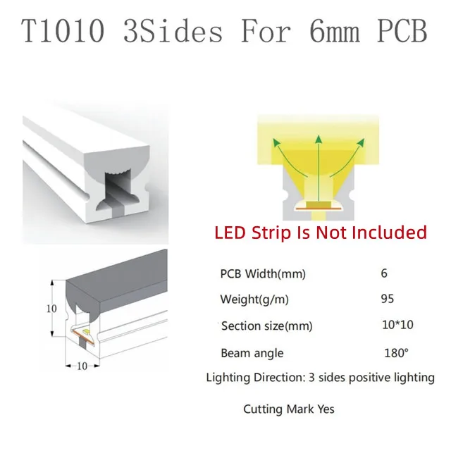 thumbnail image 1 of Tira de luces LED de neón flexible de 1 a 5 m/pieza con carcasa de perfil para empotrar, resistente al agua, IP67, para decoración de exteriores, 1 of 5
