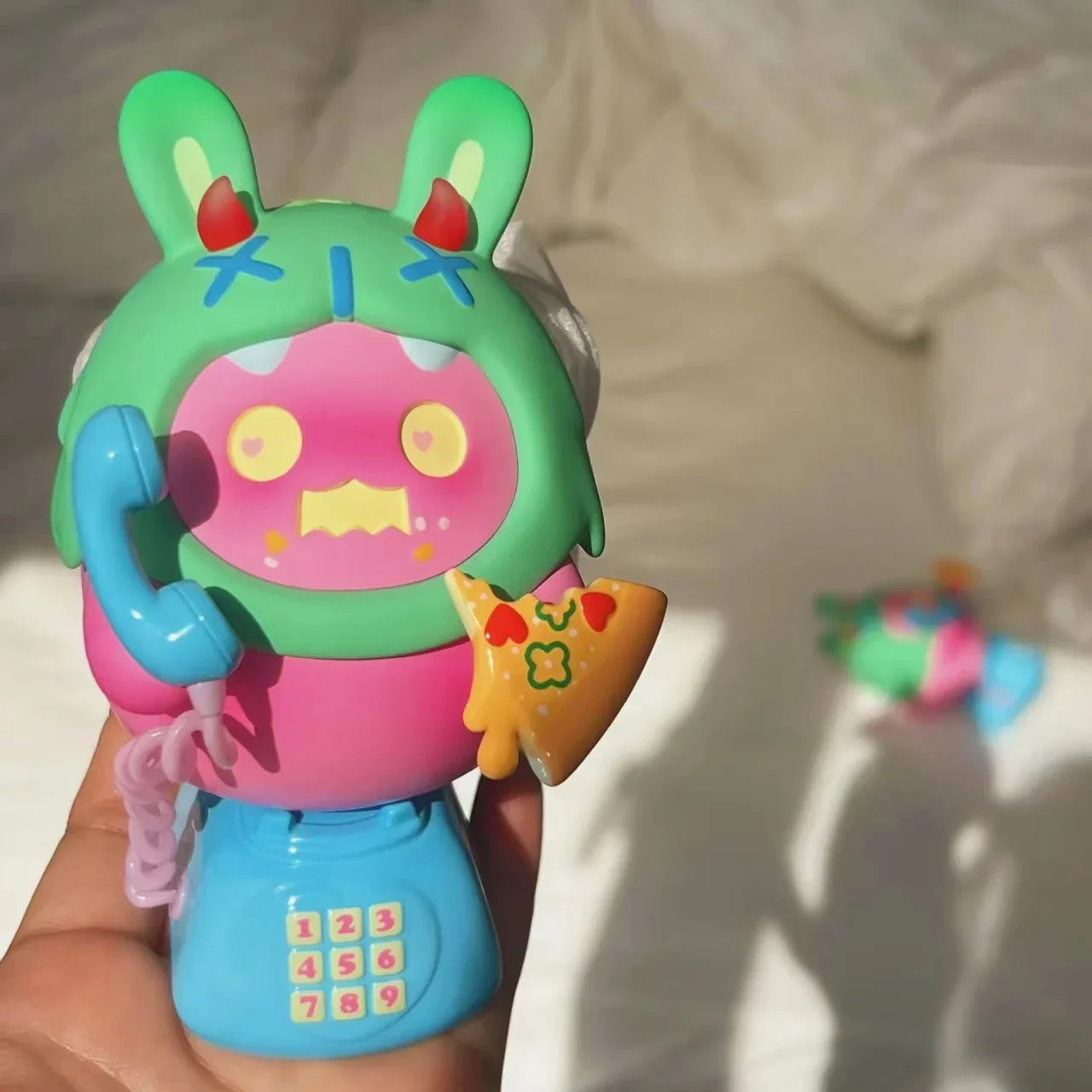 Cute ShinWoo Ghost Bear Pizza Angel Delivery Bunny Figure