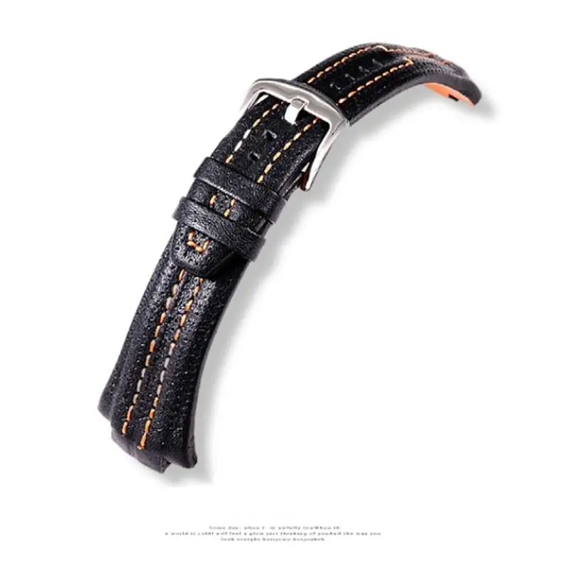 SCHIK For Seiko Sportura SNL029P2-SNL021P1 SNL595P2 SNL017P1 Leather Watch Strap Watchband Bracelet Belt 27mmx15 Convex mouth