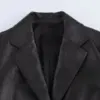 European and American style fashionable simple versatile PU imitation leather one-button suit jacket 4