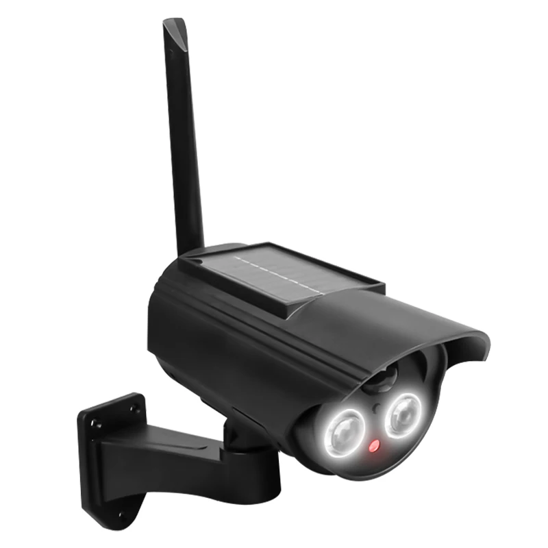 מצלמת פייק סולארית לחוץ, עמידה למים, אבטחת CCTV סימולציה מצלמת דמה תאורה סיבוב ללא צורך בחיבור חוטים