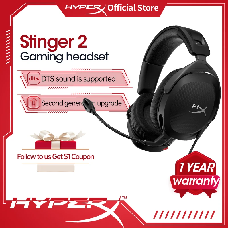 

Original HyperX Cloud Stinger 2 Gaming Headset Headphones With Microphone For PC PS4 Xbox Headphone