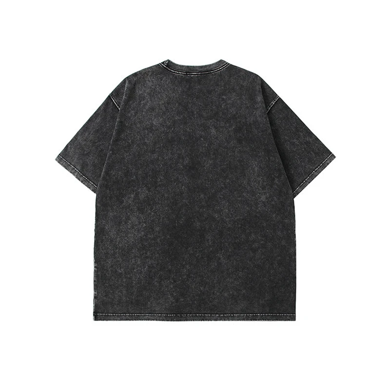Hirsionsan Acid Washed T Shirt Women Vintage Cotton T-shirts Streetwear Soft Mineral Tees Girl Loose Luxury Brand Tops Y2k