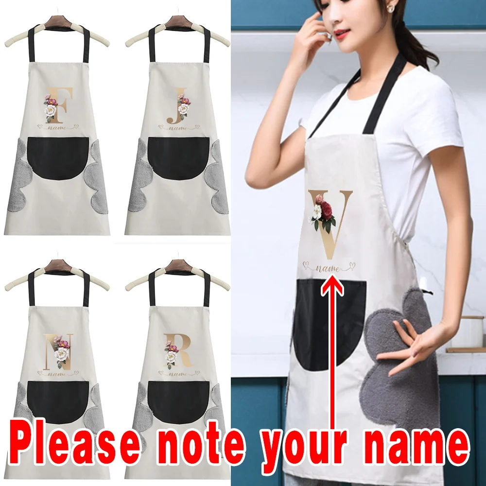 

Custom Name Kitchen Aprons for Women Men Waterproof Anti-Oil Sleeveless Home Work Clothes Cafes Beauty Nails Studios Uniform