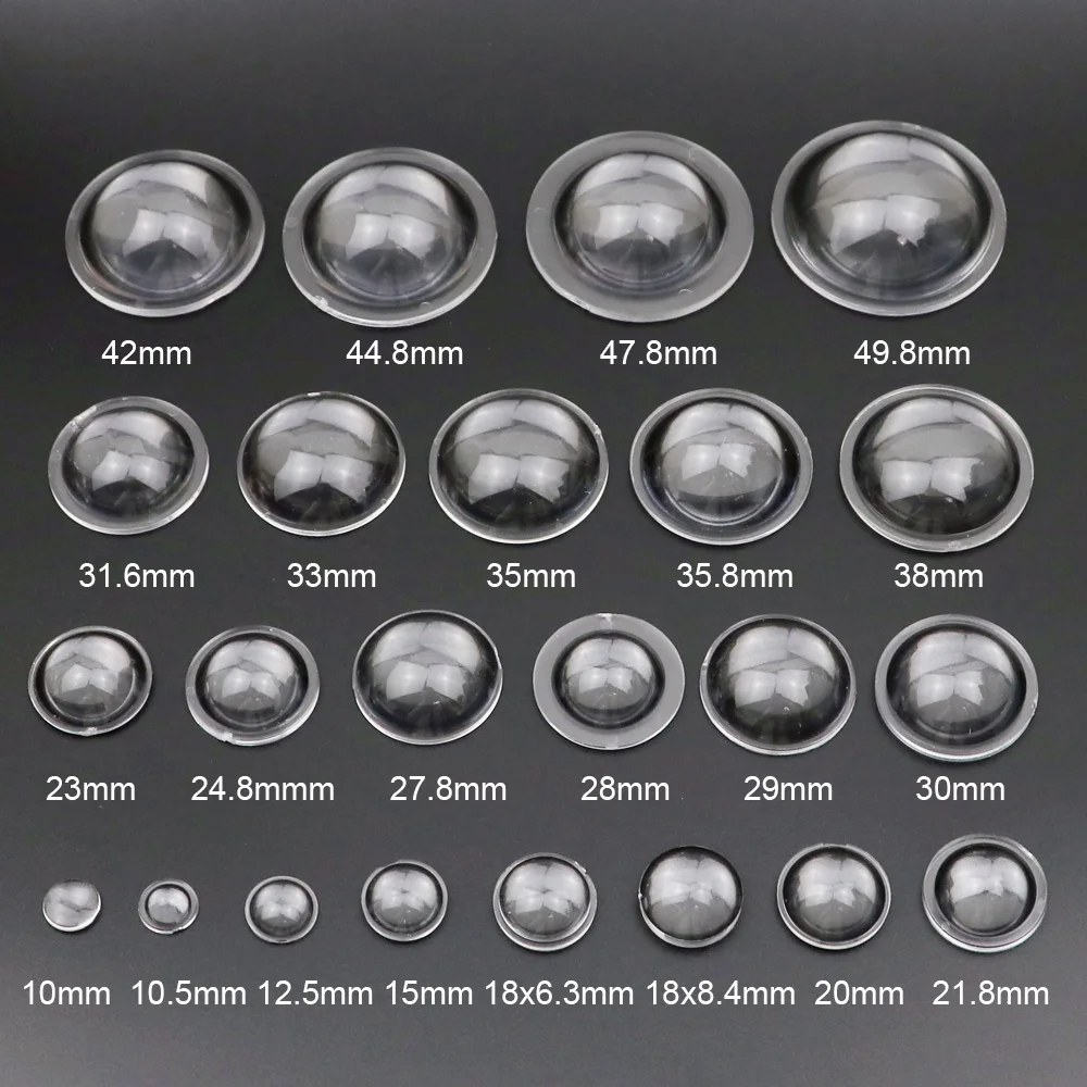 10 Lentilles Convexes Diamètre 16mm, Hauteur 7mm – Plat, Pour LED Ou Torche – Uxcell