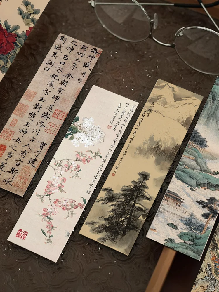 30-Piece Set of Classical Chinese Ink Painting Bookmarks