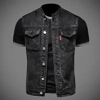 2024 nouvelle veste en jean pour hommes gilet de moto rétro mode vêtements d'équitation de moto décontracté polyvalent gilet en jean vêtements pour hommes 1