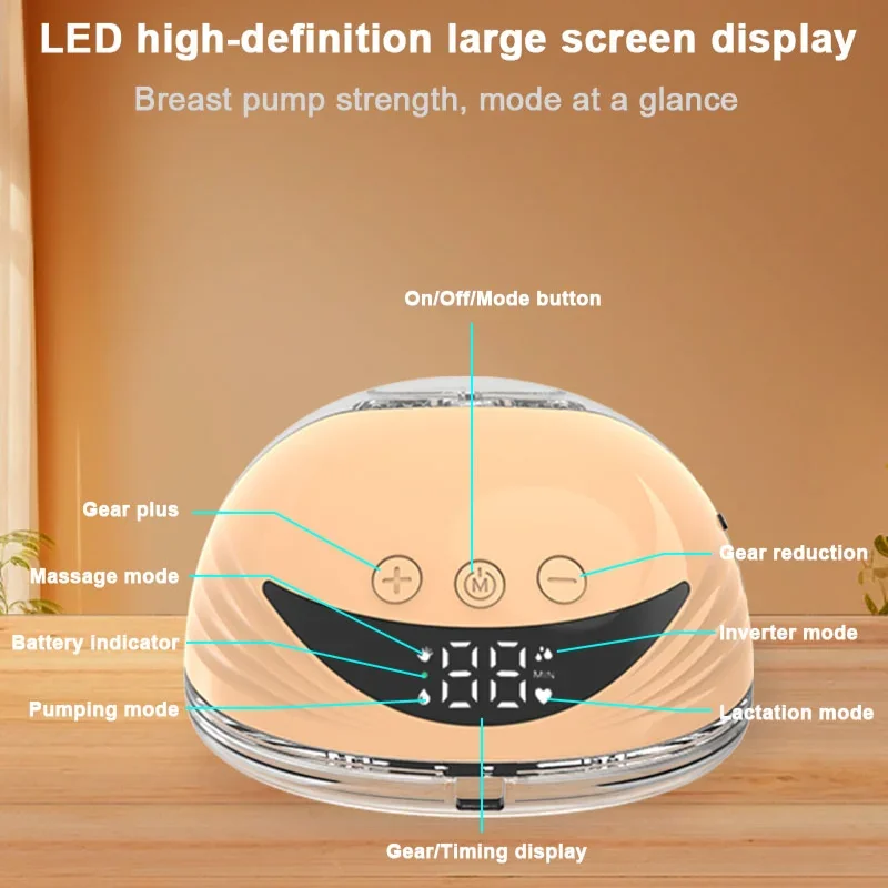 Wearable Breast Milk Pump Silicone LCD Display Hands-free Electric Breast Pump Portable and Comfortable for Novice Mothers 4