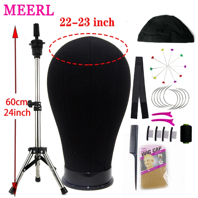 Wig Stand Canvas Head For Women Make Maniquin Training Make Wigs Mannequin  Head Stand Adjustable Tripod With T Pins And Wig Cap - AliExpress