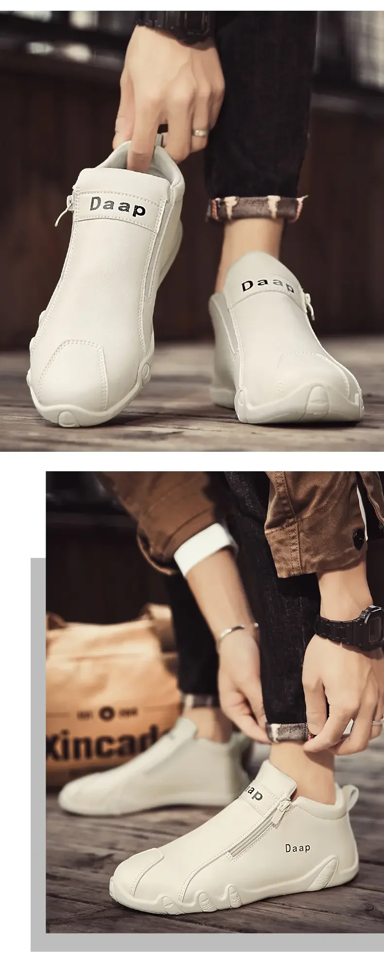 Men's Casual Sports Leather Shoes Warm Waterproof Non-slip_voghion.com