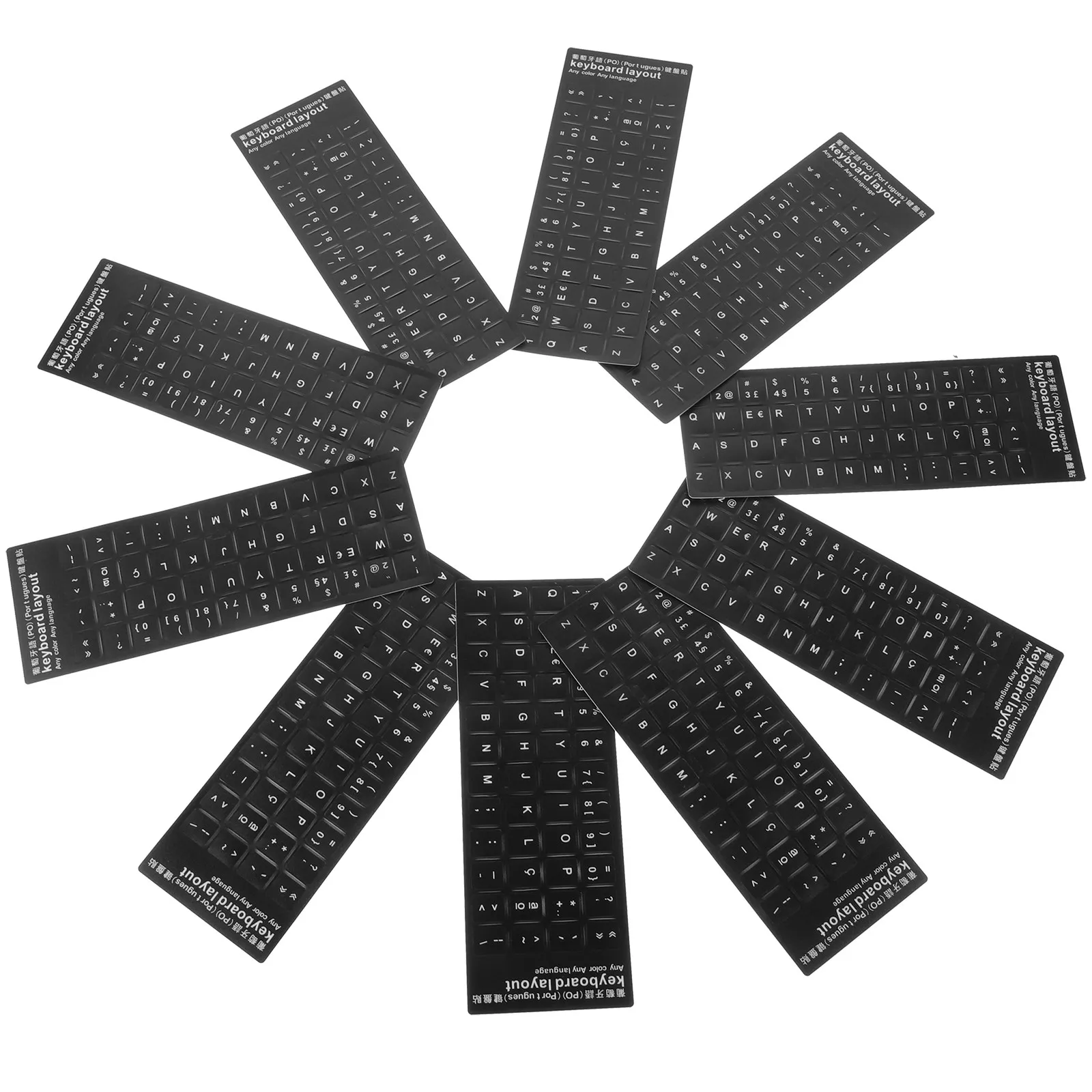 10Pcs 세련된 키보드 스티커 블랙 베이스 화이트 레터링 오래된 키를 위한 신..