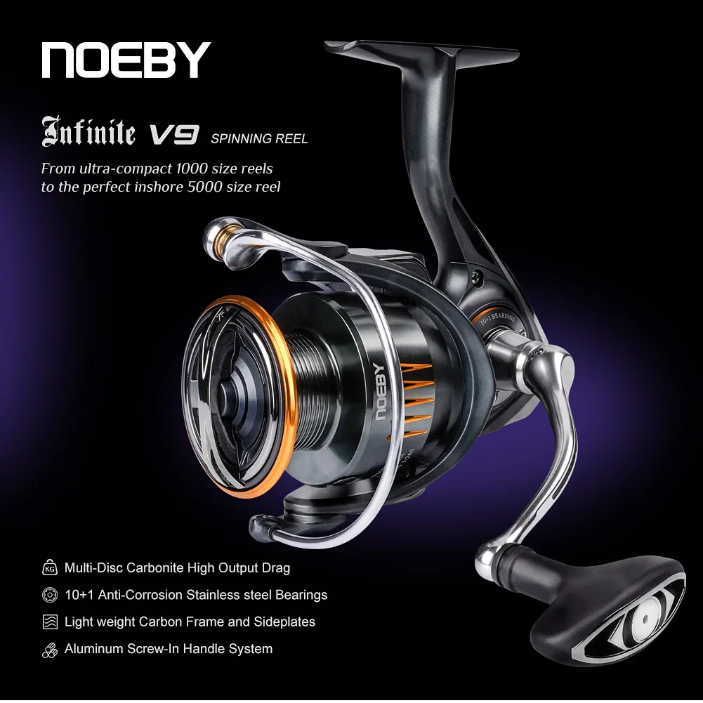 Noeby Infinite Spinning Fishing Reel 2500H 3000H 4000H Series Max Drag 10kg Light Weight Aluminum Screw Inshore Fishing Reels