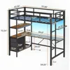 Twin Loft Bed with L-Shaped Desk, LED Lights, 3 Storage Shelves and 3 Fabric Drawers, Charging Station LED Loft Bed Frame 5