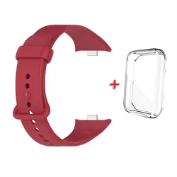 Silicone Protective Wristband Bracelet with Case for Mi Band 9 Pro (Red With Clear)