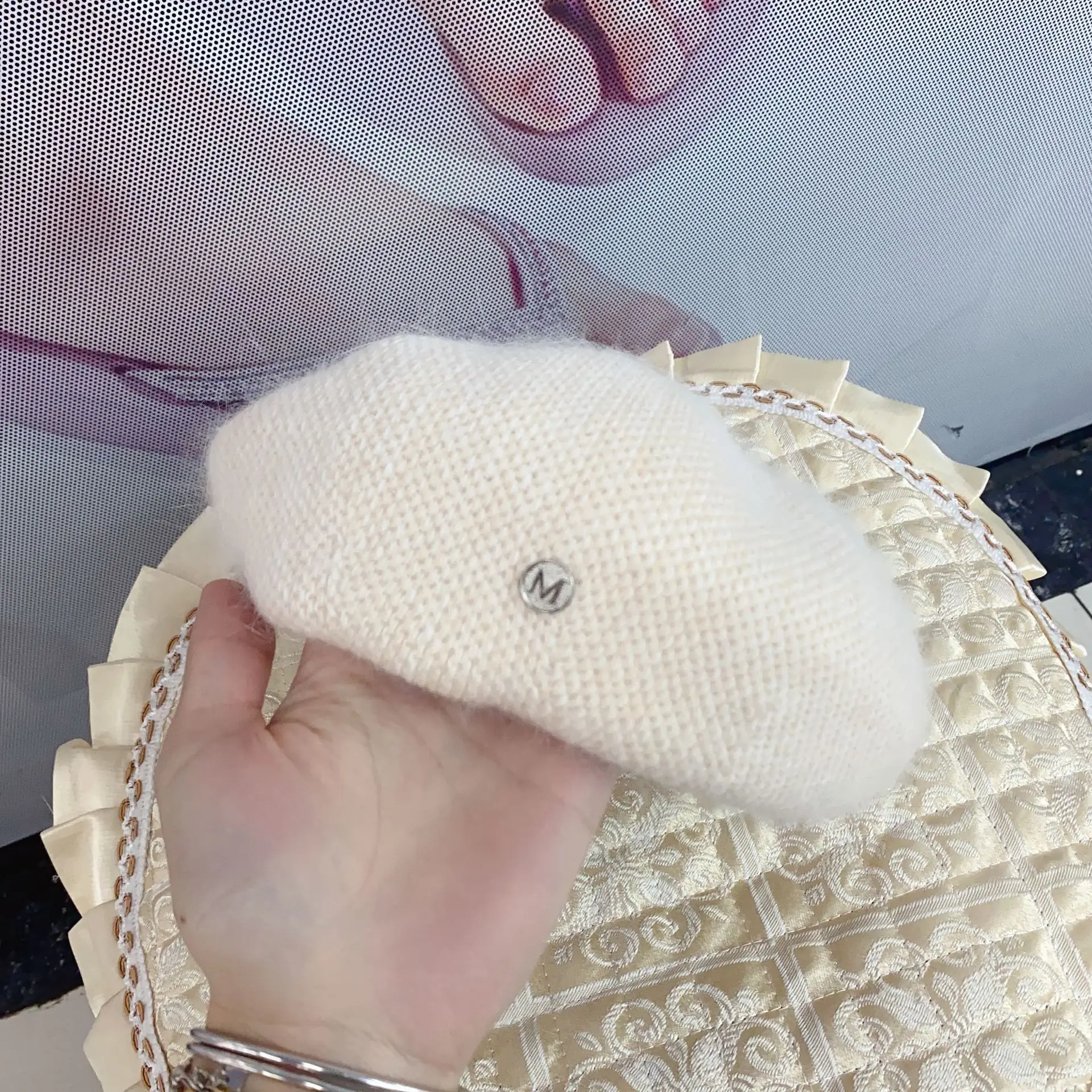 Basco in lana donna in maglia con pelliccia di coniglio angora_voghion.com