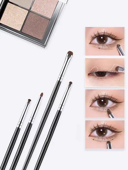1 set di 4 pennelli per trucco dettaglio occhi neri, capelli di pony, ombretto di precisione, sdraiato, baco da seta, applicatore per eyeliner illuminante piccolo