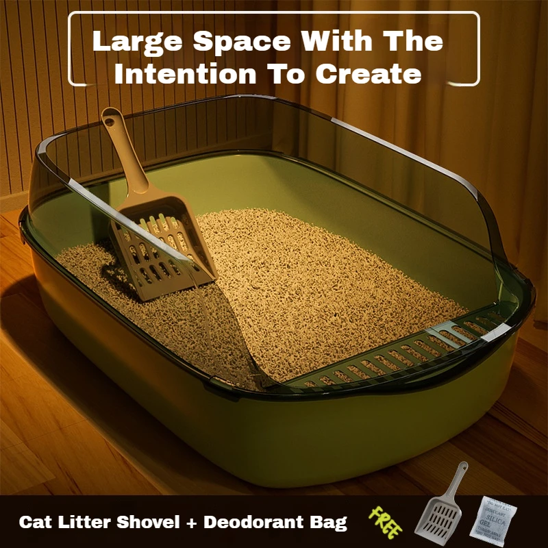 Cats Sandbox Cat Toilet Large Capacity Open Cat Litter Box Plastic Anti-Splash Cats Toilet Bedpan Cleaning Bath Basin Supplies cat litter box