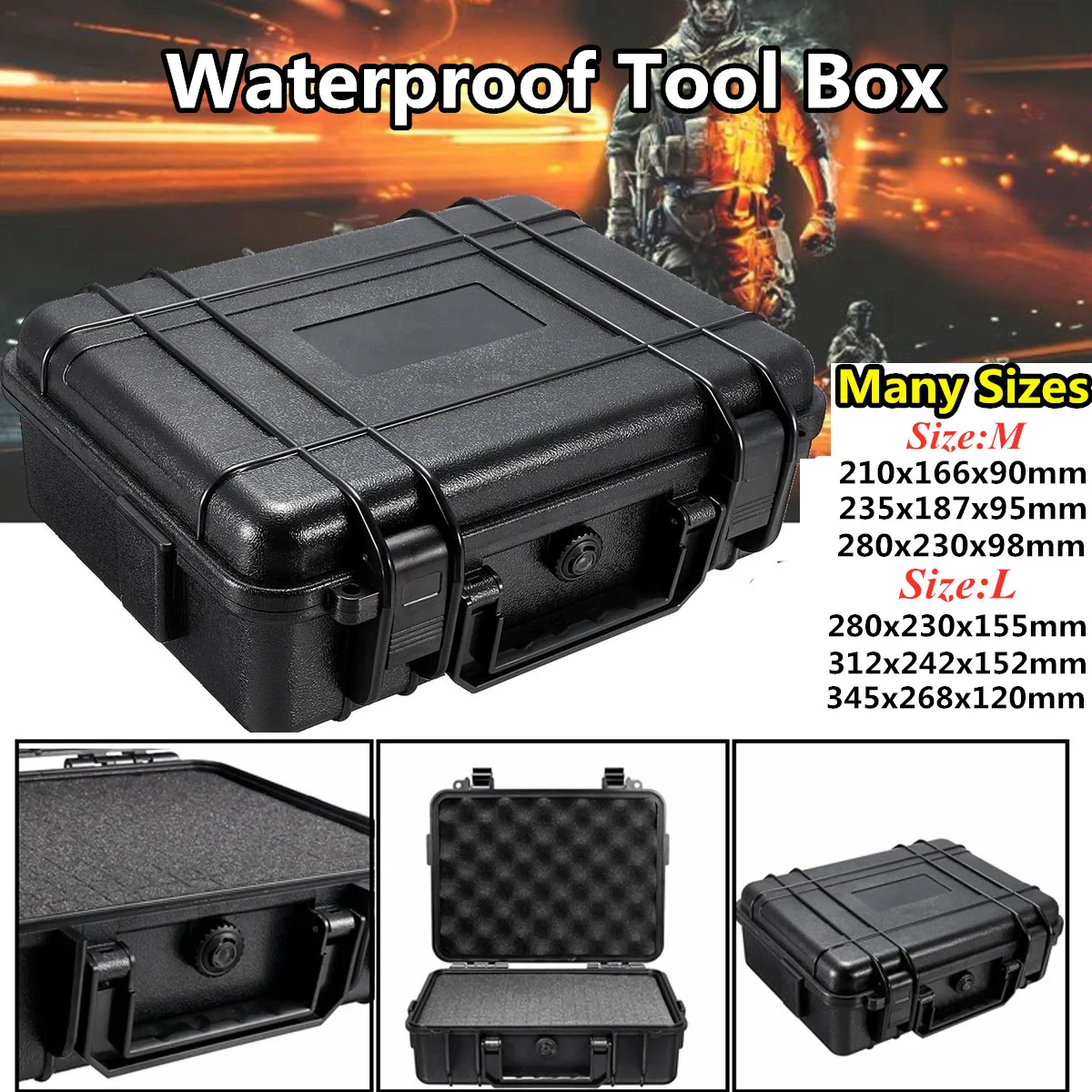 Waterproof Abs Hard Case Impact Resistant Camera Jewelry Storage Sealed