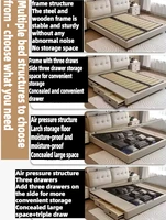Lit double 200x220cm avec tête de lit lumineuse, cadre de lit et rangement 3 tiroirs, pour chambre parentale, mobilier de luxe haut de gamme pour hôtel 3