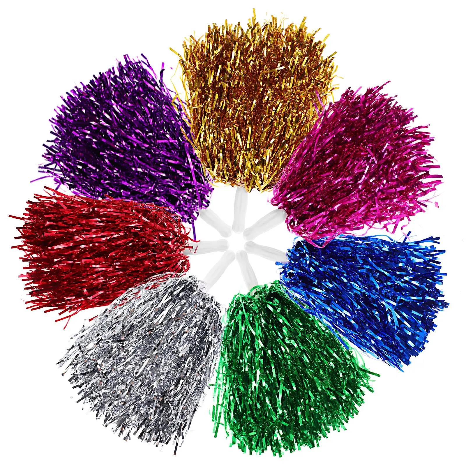 NUOBESTY 14pcs Pompom Girl Poms Metallic Foil Cheerleader Pom Poms For Team Sports Events Parties For cheerleading pom poms