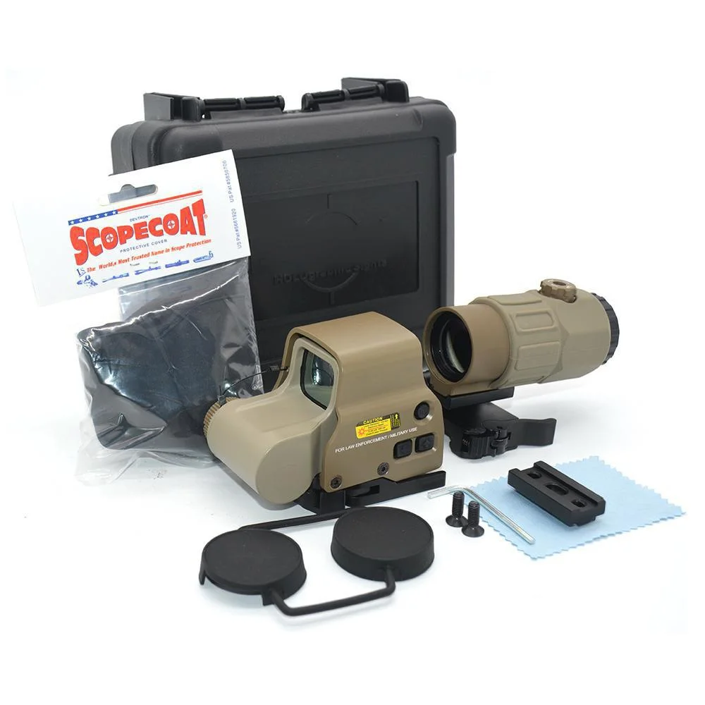 G45 5X Magnifier With 558 Red Dot Combo Scope Optics QD Mount Weaver Fit 20MM Rail Mount Tactical Airsoft Wargame