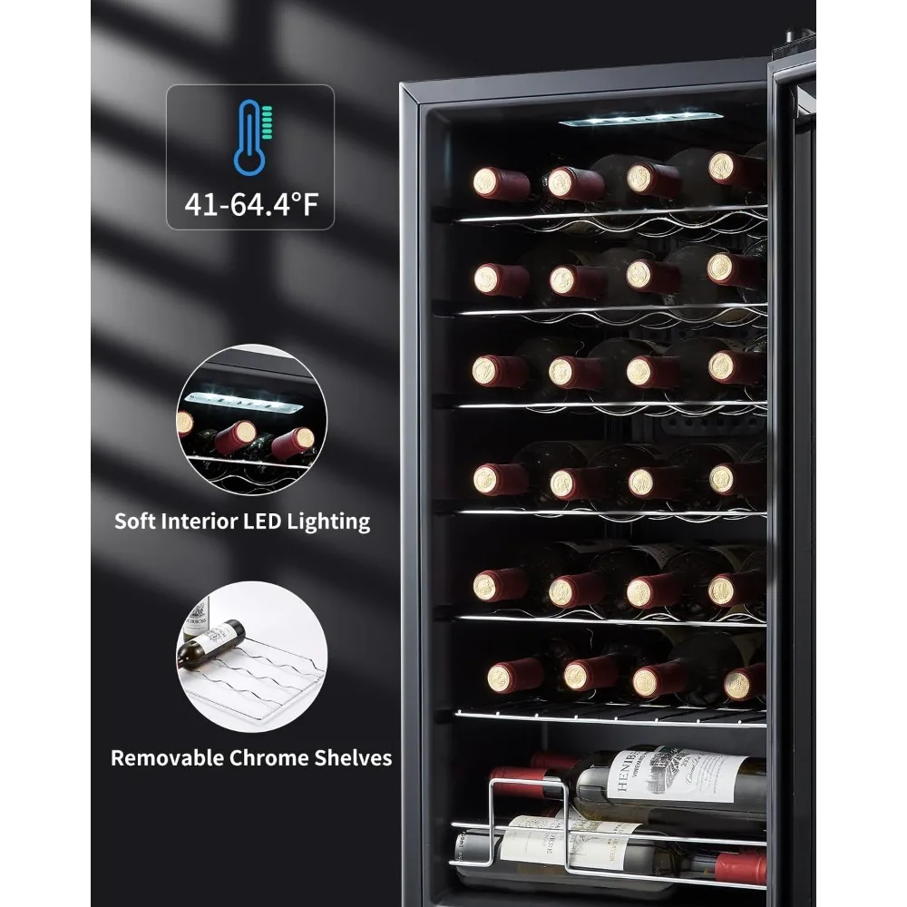 28 Bottle Compressor Wine Cooler Refrigerator, Mini Fridge with 41-64.4°F Digital Temperature Control Glass Door images - 6