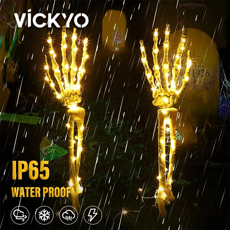 

VICKYO Halloween Solar Led Skull Arm Light Outdoor Holiday Decorative Light 8 Function Waterproof Lights For Garden Garland Yard