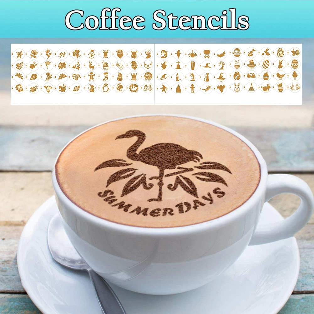 20Pcs Coffee Stencil Designer Templates Animals Cappuccino Milk Art ...
