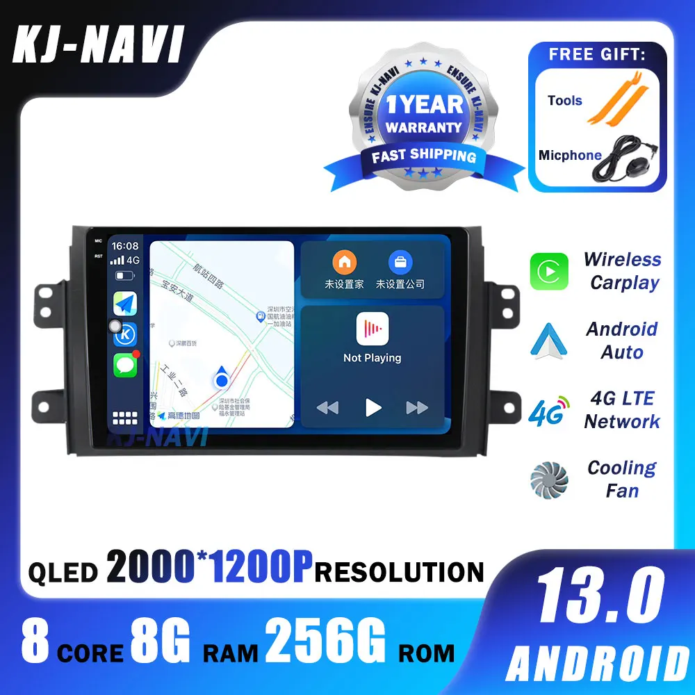 

Автомагнитола 9 дюймов для Suzuki SX4 2006-2014, мультимедийный видеоплеер с GPS-навигацией, стерео, Android 13, 4G, BT, сенсорный экран, головное устройство