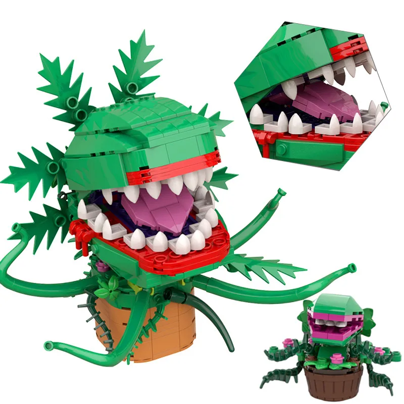 Moc Creativity Chomper Flower Building Blocks Kit Man Eater Plants Mattoni Pet Green Caterpillar Toys Bambini Compleanno Xmas Gfit