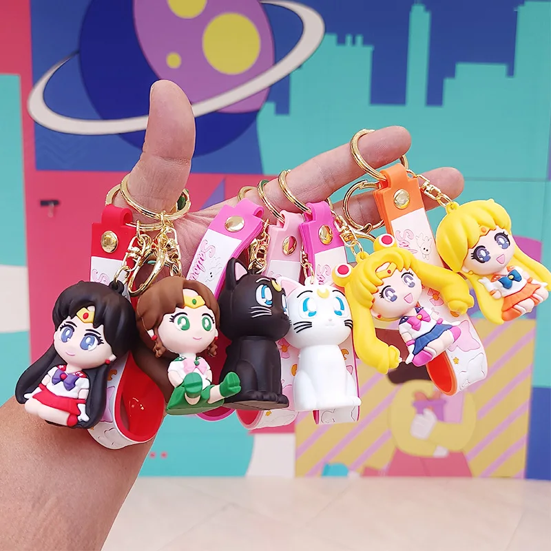 Anime Sailor Moon Portachiavi Action Figure Bag Ciondolo Bambola Collezione Pvc Sailor Chibi Moon Mars Jupiter Mercury Venus Model Toys