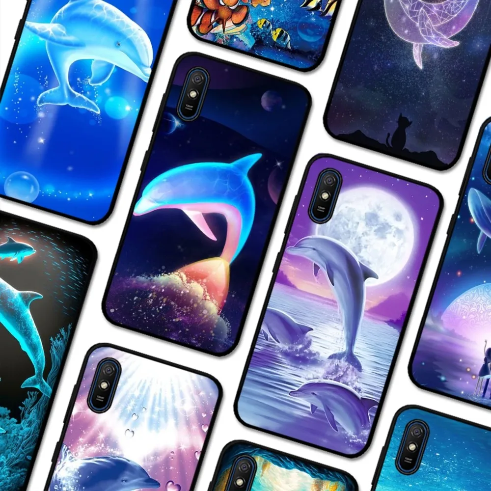

Dolphin Cute Phone Case For Redmi 5 6 7 8 9 10 Plus Pro 6 7 8 9 A GO K20 K30 K40 Pro Plus F3 Fundas