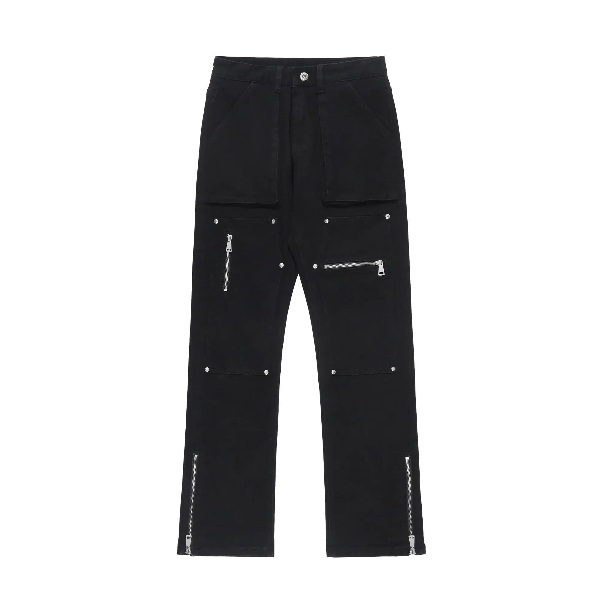Techwear Jeans Men Y2k Black Fashion Wide Leg Denim Pants