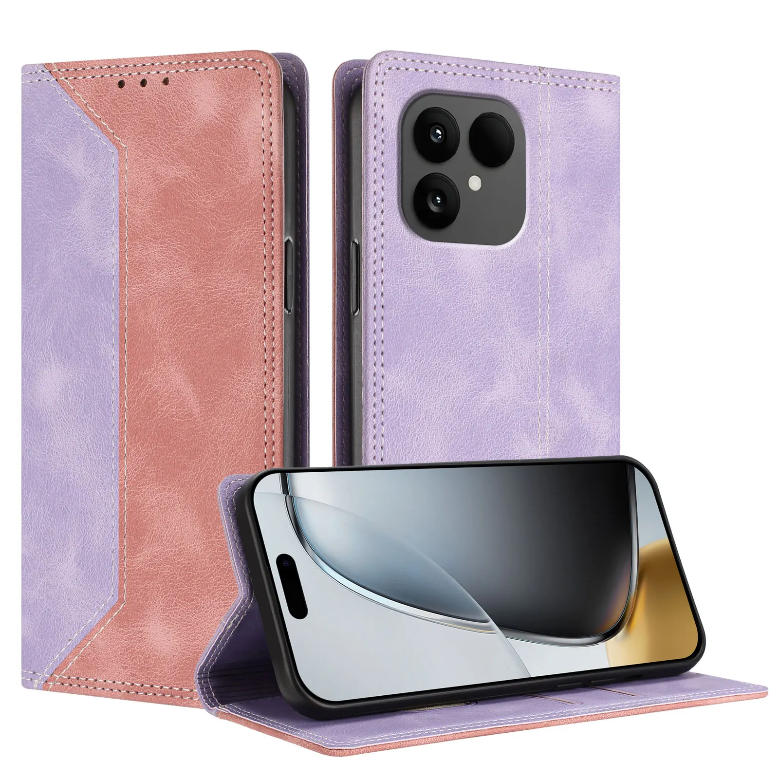 Splice Leather Magnetic Flip Phone Case Cover