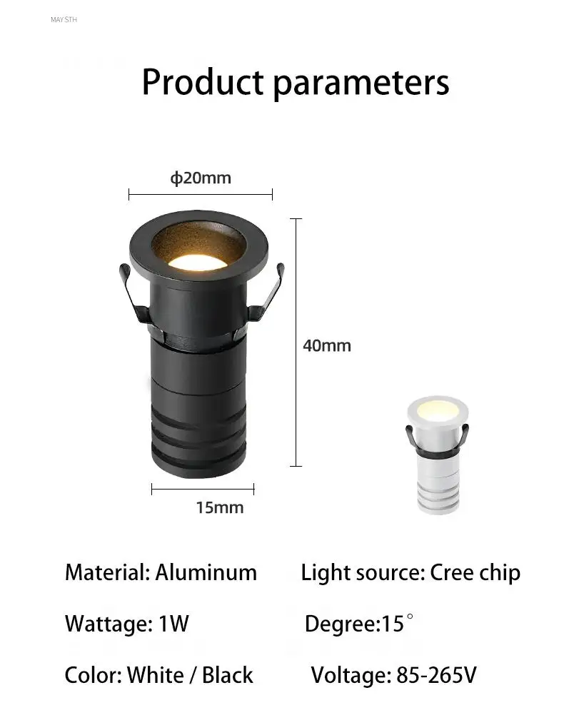 brgt mini refletor led cob luz do ponto pequeno recesso ângulo de feixe de luz da lâmpada do teto para arte de jóias do armário do vinho