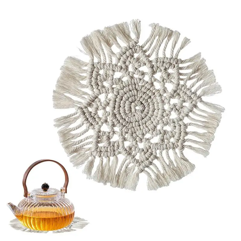 

Fringe Placemat Macrame Boho Handmade Coaster Candle Christmas Decoration For Home Party Gift Decor