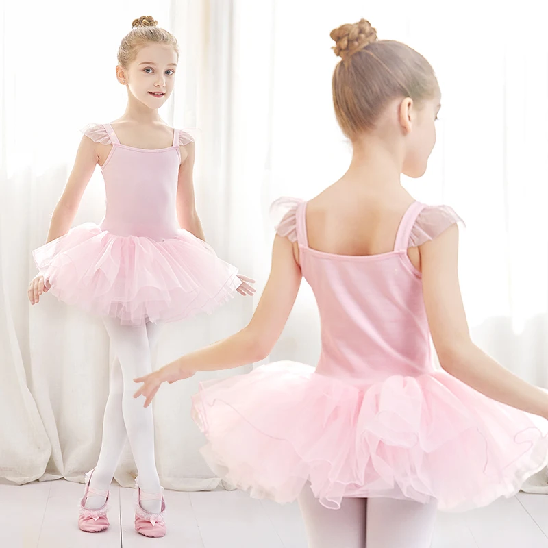 

Children's Cotton Ballet Tutu Dress Suspender Leotard with Puff Tulle Skirt for Girls Stage Show Performance Costumes C22091