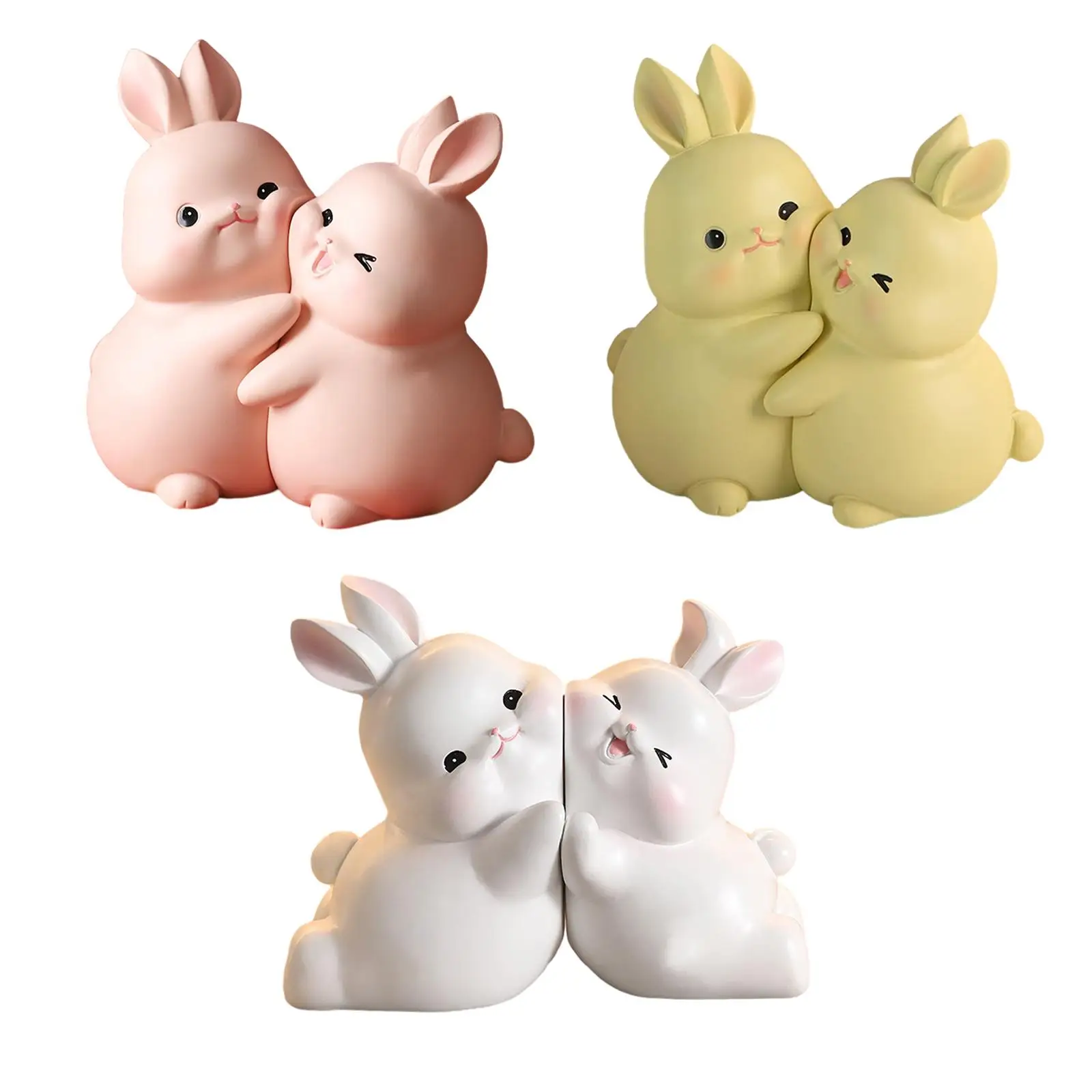 

Rabbit Bookends Cute Bunny Book Ends Stopper Resin Animal Figurines Book Ends to Hold Books for Shelves Office Cabinet Desk Home