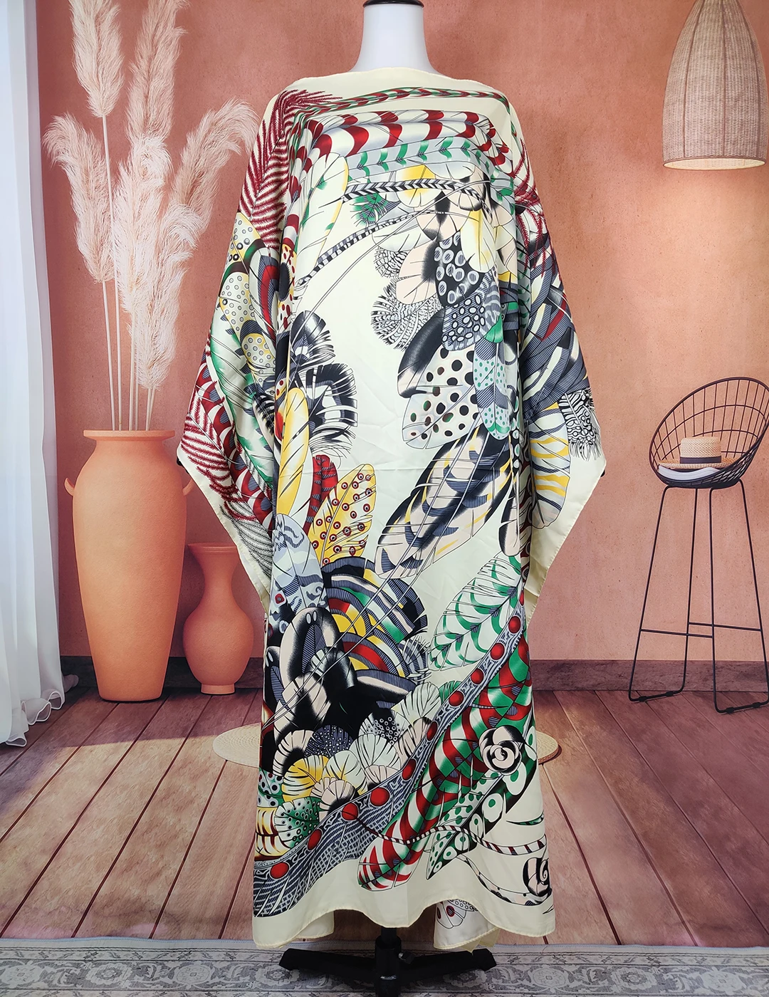 

Kuwait Fashion 2022 Bohemian Ramadan Summer Loose Kaftan Maxi Dress Traditional African Twill Silk Muslim Abaya Robe For Lady
